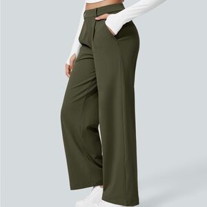 HALARA Flex DayStretch High Waisted Pocket Straight Leg Work Pants -Olive